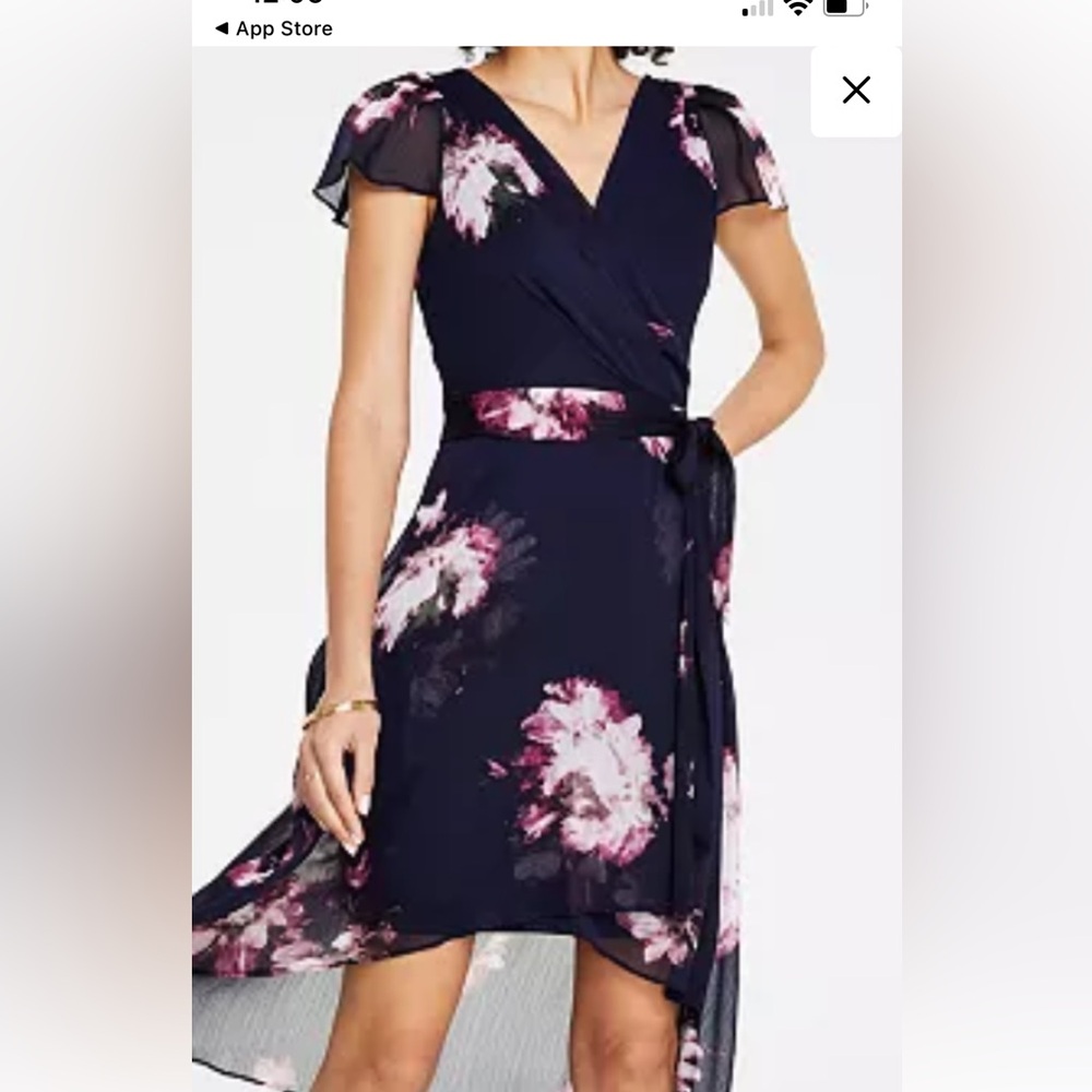 DKNY Pink and Red Fit and Flare High Low Dress